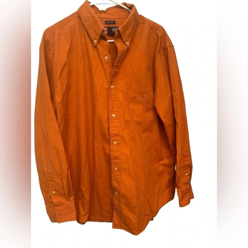 Chaps orange long sleeve button down casual shirt NWOT